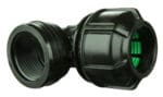 IPS‑OD elbow with a female NPT thread for angled transitions between HDPE pipe and threaded components.