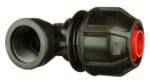 SIDR female elbow with MI NPT thread for creating a secure 90‑degree transition between inside‑dimension HDPE pipe and threaded fittings.