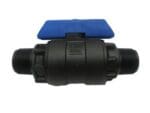 Philmac tee‑handle ball valve with male NPT × male NPT threaded ends and blue handle, PN16 pressure rated.