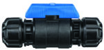 Philmac tee‑handle ball valve with CTS compression ends and blue handle for easy on/off control.